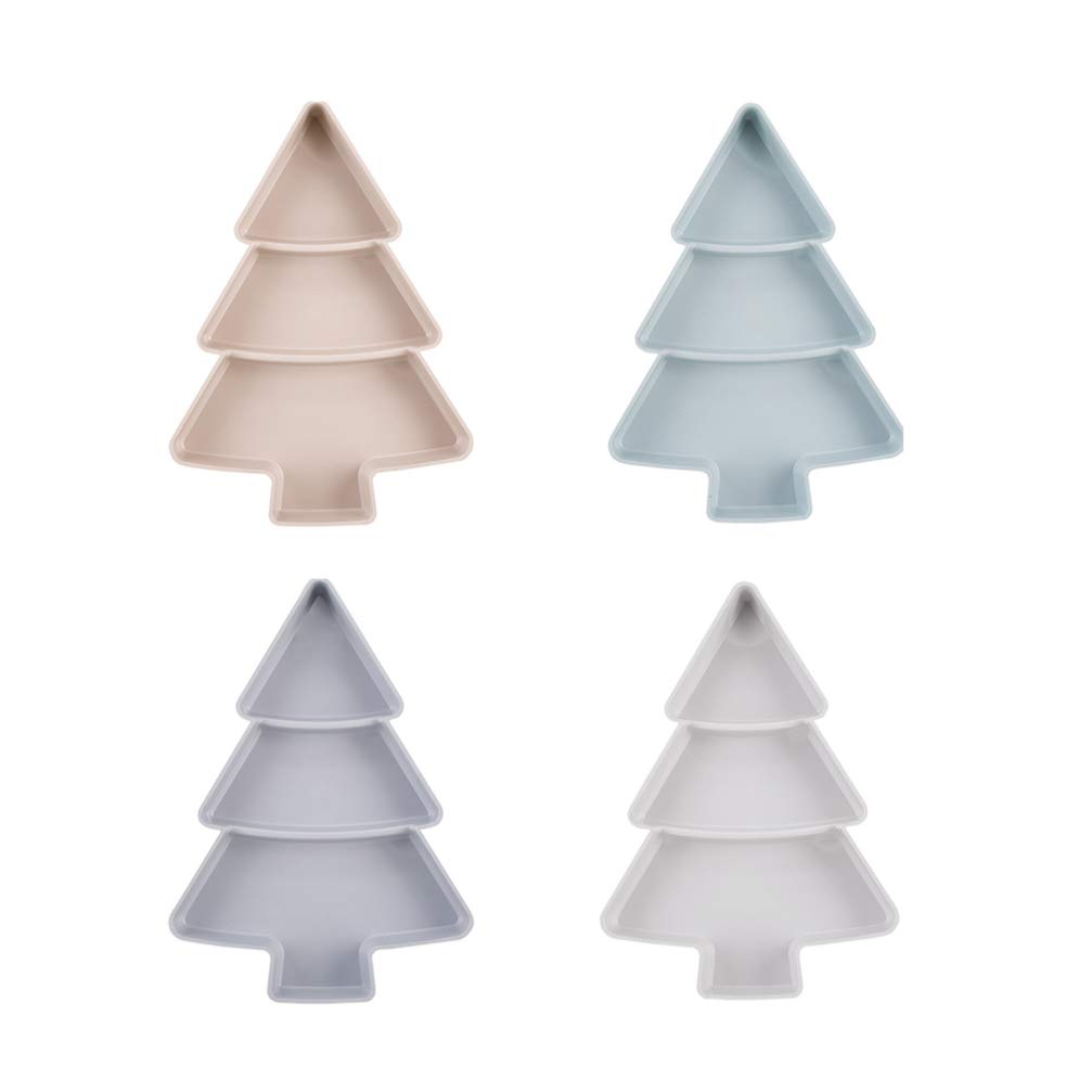 Christmas Tree Serving Platter - Pink Plastic Appetizer Tray for Snacks & Candy - Holiday Party Dinnerware for Festive Gatherings