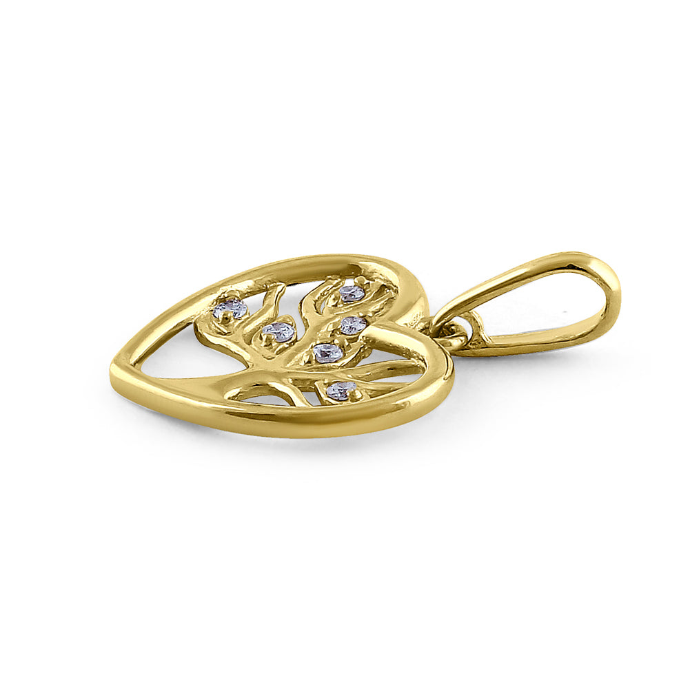 14K Yellow Gold Tree of Life Heart Diamond Pendant Necklace - Elegant Jewelry Gift for Women, Perfect for Anniversaries, Birthdays & Special Occasions