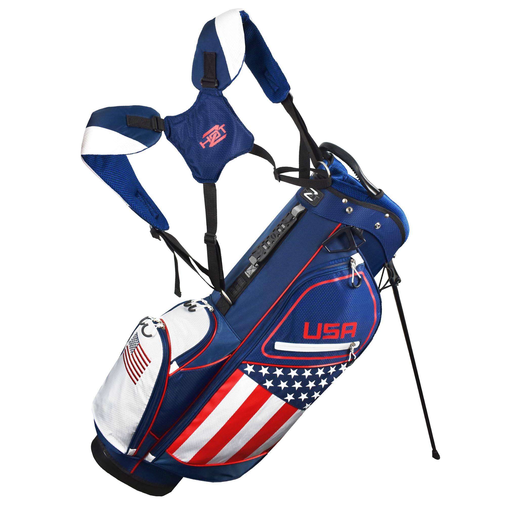 Hot-Z Golf USA Flag Stand Bag - Lightweight Golf Bag with American Flag Design for Men & Women - Perfect for Driving Range, Tournaments & Casual Play