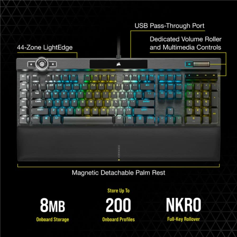 Corsair K100 RGB Optical-Mechanical Gaming Keyboard (QWERTY) & Dark Core RGB PRO SE Wireless/Wired Gaming Mouse with Qi Charging - Black | High-Performance PC Gaming Setup for Esports, Streaming & Office Work