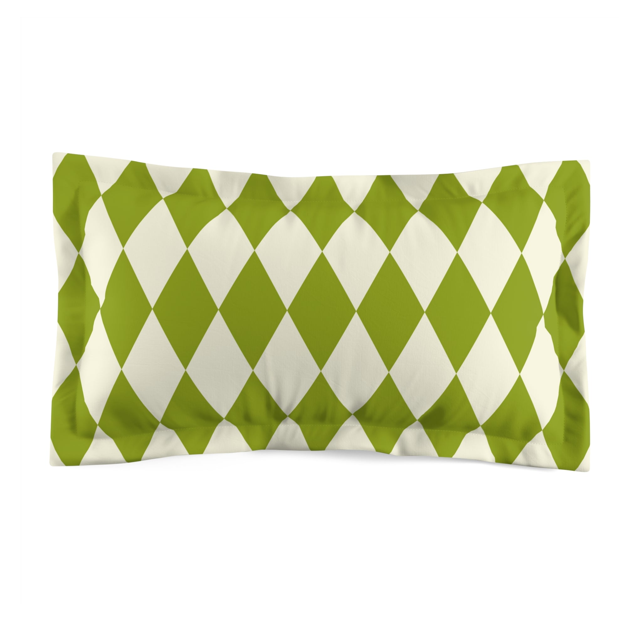 Premium Microfiber Harlequin Green Off-White Pillow Sham Set - Soft Bedding Cover for Standard Size Pillows - Perfect for Modern Bedroom Decor & Guest Room Styling