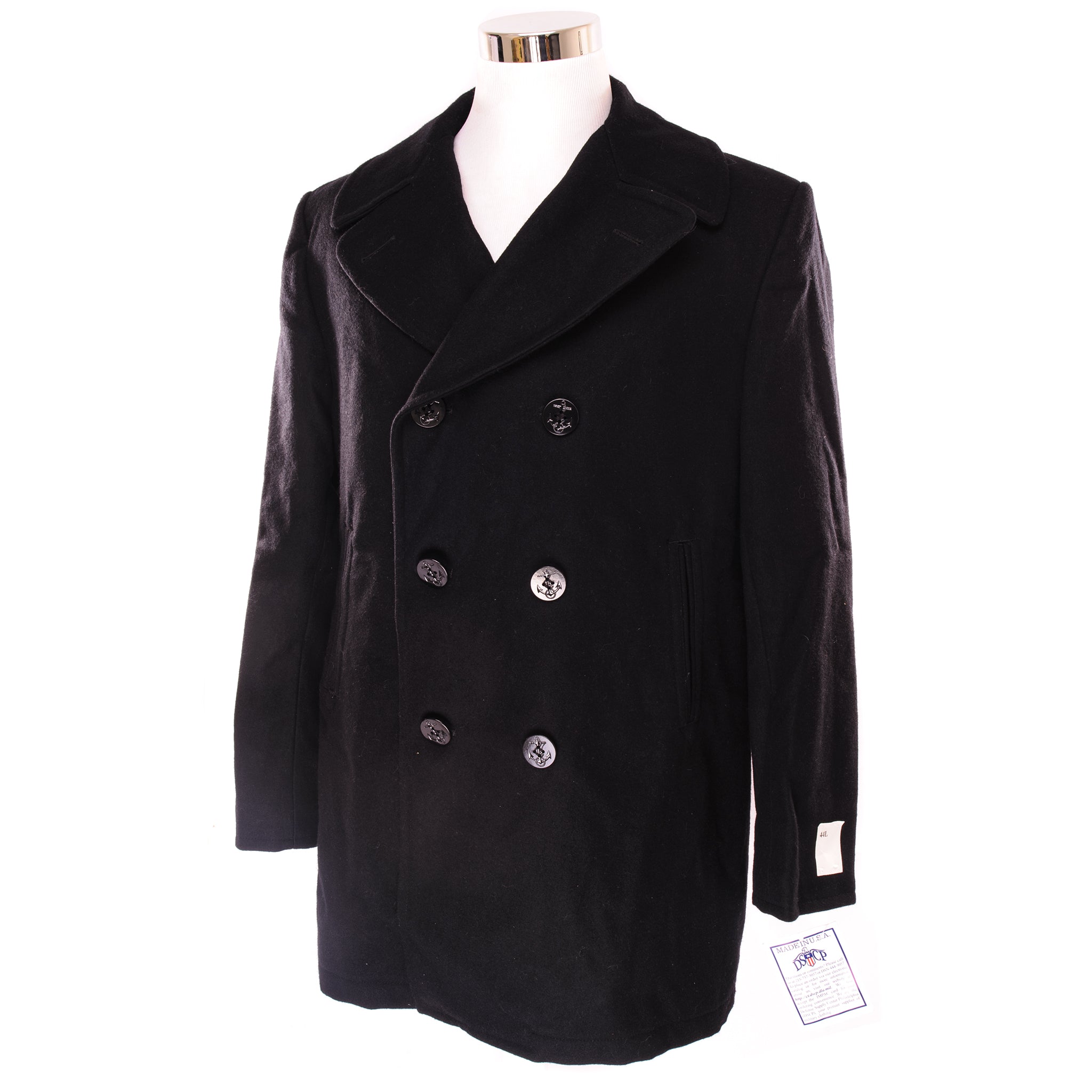 Vintage US Navy Peacoat 2004 Size 44L Deadstock with Tag - Classic Military Outerwear for Men, Winter Coat for Cold Weather & Navy Style Fashion