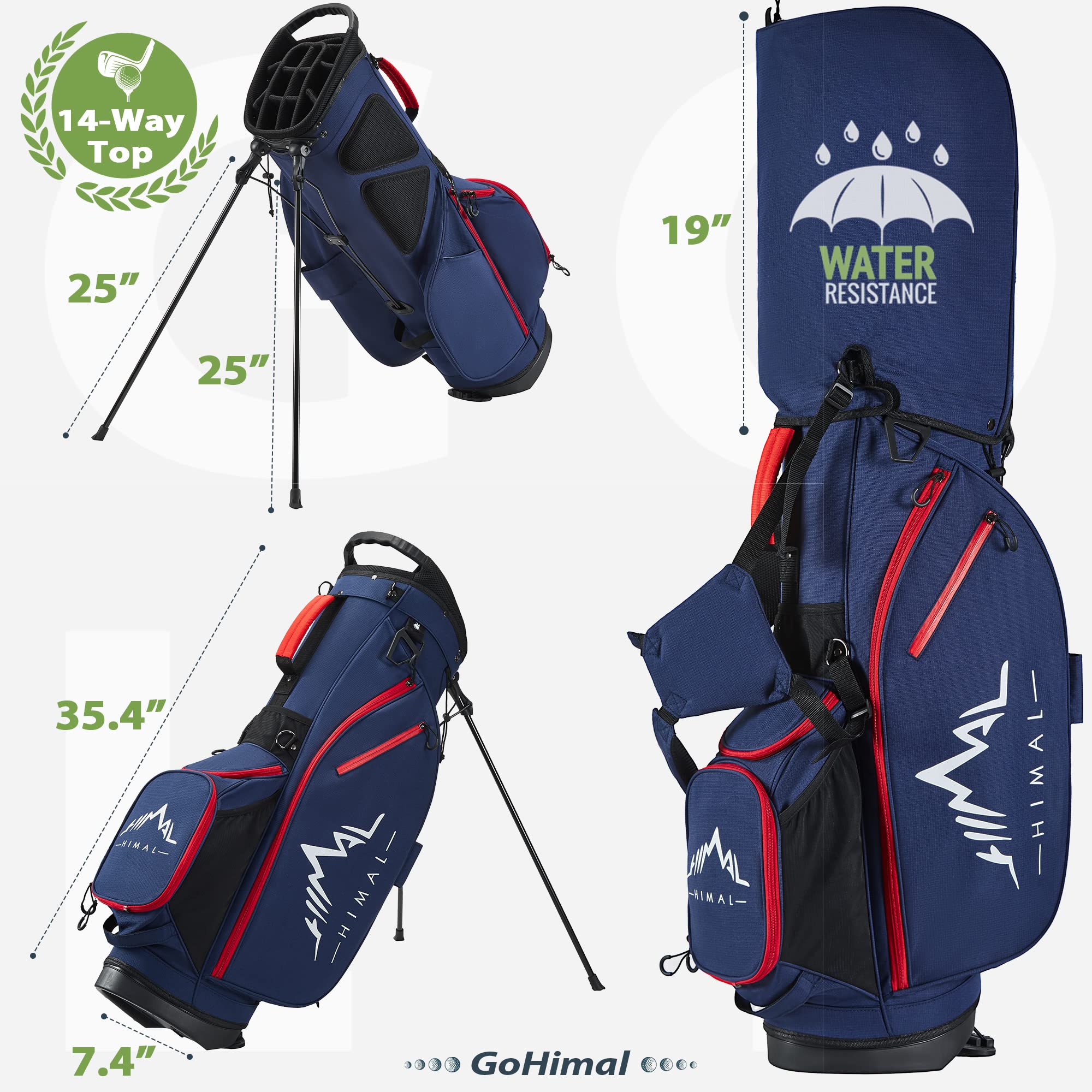 14-Way Golf Stand Bag - Lightweight Durable Golf Bag with Stand for Men & Women | Perfect for Course Play & Travel