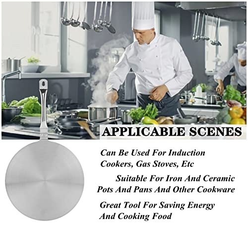 9.44 Inch Stainless Steel Heat Diffuser Plate for Gas, Electric & Induction Stoves - 24cm Induction Cooker Flame Guard with Handle - Perfect for Simmering, Melting Chocolate & Even Heat Distribution in Home Kitchen
