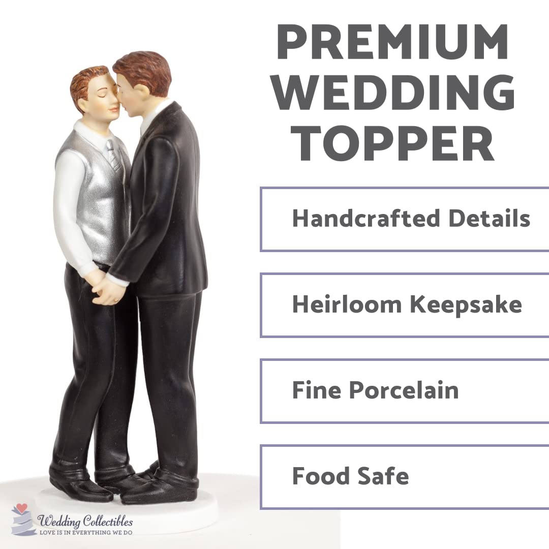 Romantic Gay Wedding Cake Topper - Elegant Same-Sex Couple Figurine for Wedding Cakes - Perfect for LGBTQ+ Weddings, Anniversaries & Commitment Ceremonies