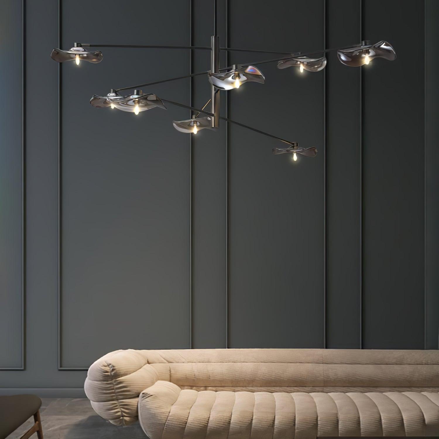 Elegant Lotus Leaf Glass Chandelier - Modern Ceiling Light Fixture for Dining Room, Living Room & Bedroom Decor