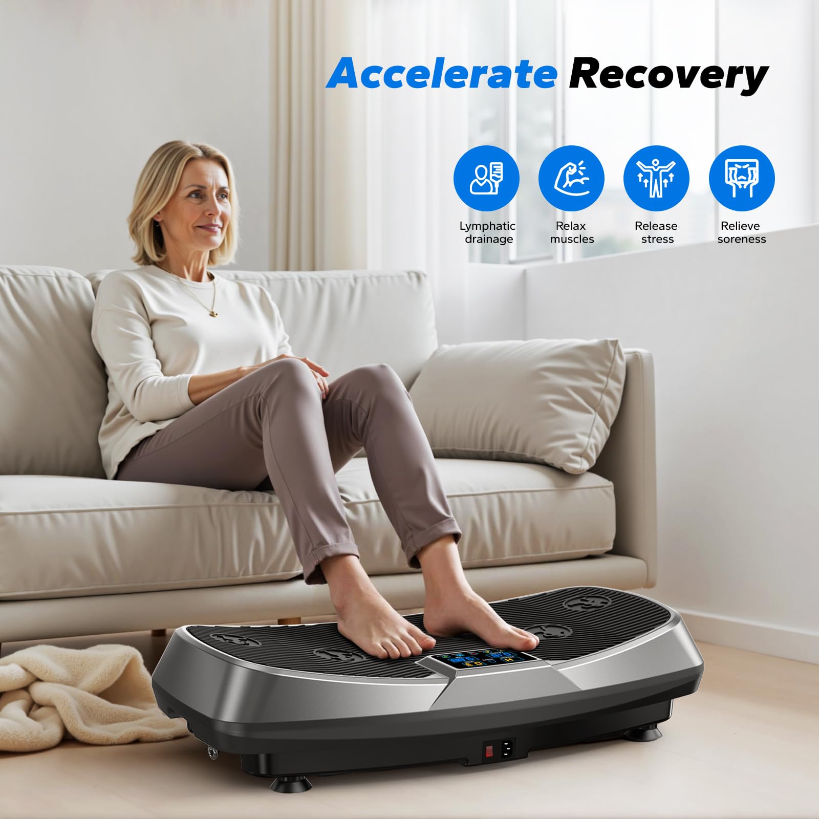 MERACH 3D Vibration Plate Exercise Machine with Oscillation & Pulse Modes - Whole Body Workout Equipment for Weight Loss & Toning at Home - Perfect for Women & Men Fitness, Home Gym & Physical Therapy