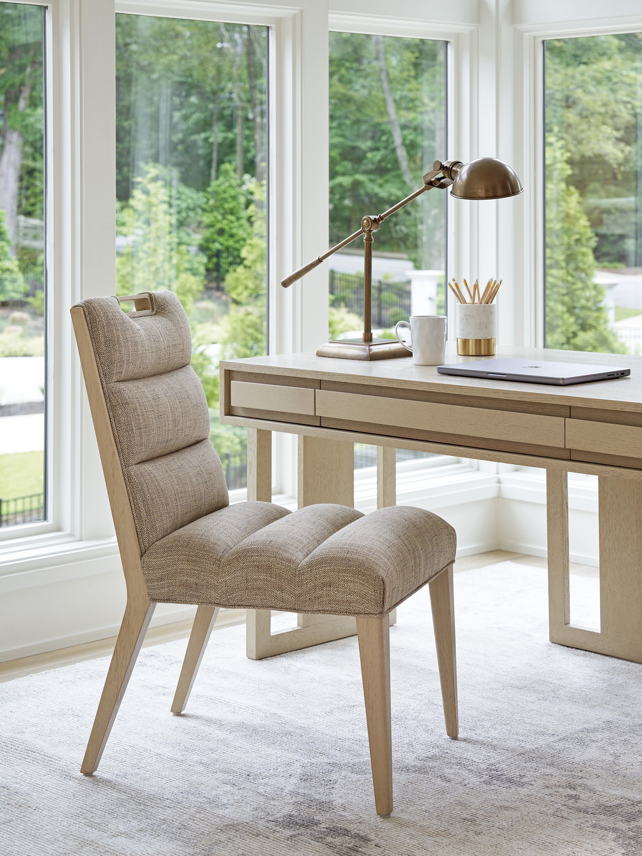 Aiden Channeled Upholstered Side Chair in Sand Drift - Modern Accent Chair for Living Room, Dining Room & Office - Comfortable Upholstered Seat with Channel Tufting Design