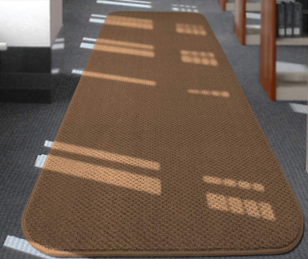 Non-Slip Carpet Runner - 12ft x 27in Toffee Brown - Skid-Resistant Hallway Rug for Stairs, Entryway & High Traffic Areas - Home Safety & Decor