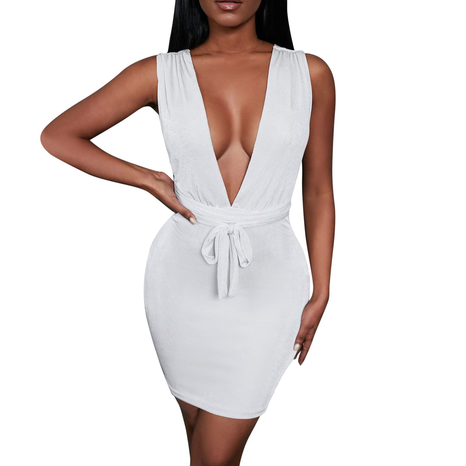 ETHKIA Women's Sexy Reflective Halter Dress - Bronze Nightclub Sheath Dress with Double Lining | Perfect for Clubbing, Parties & Evening Events