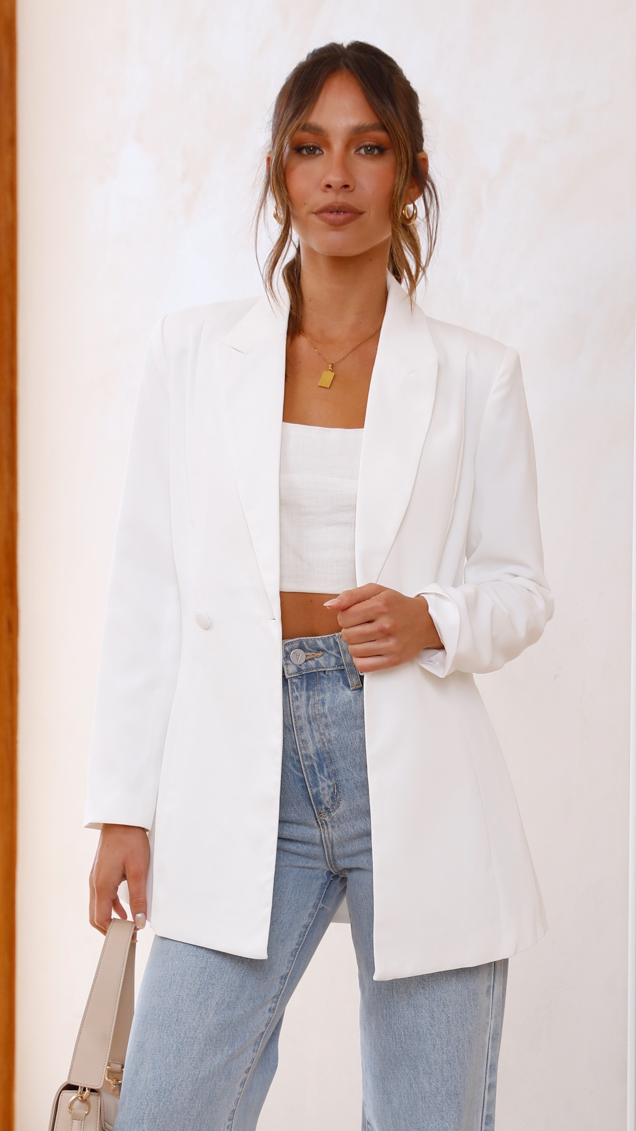 Hada Blazer Women's White Blazer Jacket - Elegant Office Wear & Business Casual Outfits for Professional Women