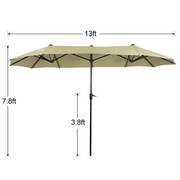 PHI VILLA 8-Piece Outdoor Patio Dining Set with 13ft Sunbrella Umbrella, Textilene Swivel Chairs & Rectangle Slat Table - Perfect for Backyard, Garden, Poolside and Outdoor Entertaining