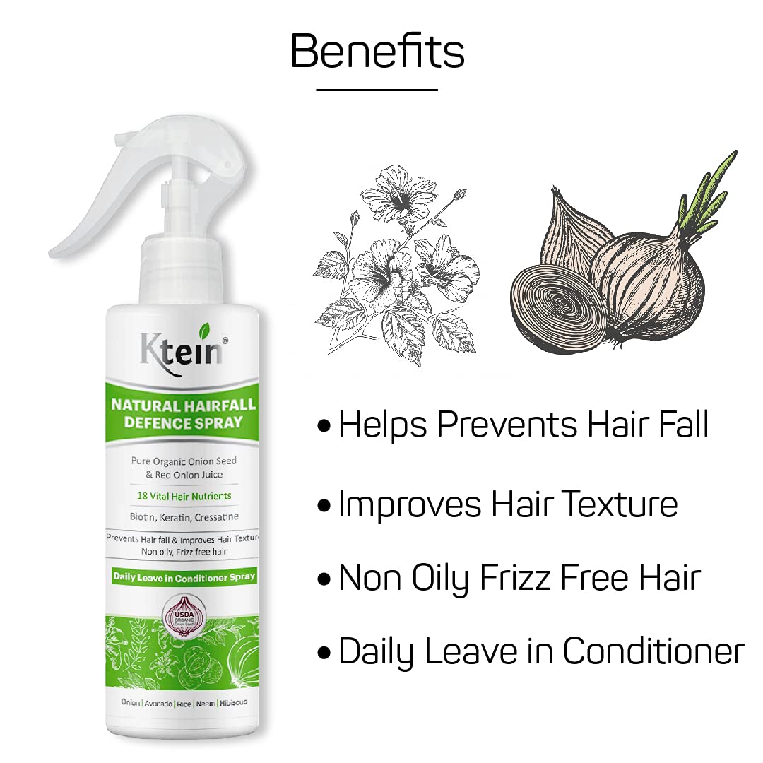 Ktein Onion Hair Spray (200ml) - Natural Hair Growth Treatment for Thinning Hair & Scalp Care - Perfect for Daily Use at Home or Salon