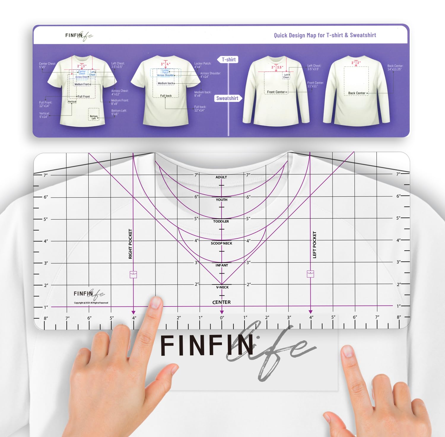 Acrylic XL T-Shirt Ruler Guide for Vinyl Alignment & Heat Press - Shirt Measurement Tool for Infant, Toddler, Youth & Adult Sizes - Perfect for Front/Back/Scoop/V-Neck T-Shirt Designs - Essential Heat Press Accessories & Supplies for DIY Crafting & Custom Apparel Business