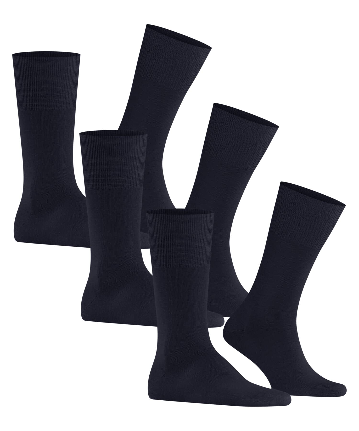 FALKE Men's Merino Wool Cotton Blend 3-Pair Mid-Calf Dress Socks for Business Travel & Office - Comfortable Airport Socks Set for Professionals