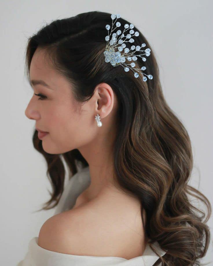 LA BELLEZA Wedding Hair Comb - Pearl White Crystal Bridal Hair Side Comb with Floral Design, Elegant Hair Clip & Side Pin for Women & Girls - Perfect for Weddings, Prom, Parties & Special Occasions