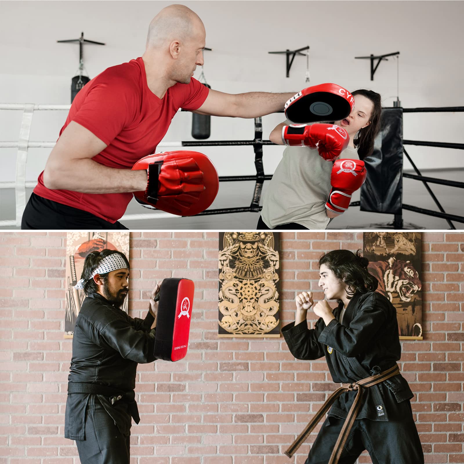 CYFIE Kids Boxing Equipment Set - Punching Mitts, Kicking Shields & Training Gloves for Karate, Muay Thai, Taekwondo | Martial Arts Sparring Gear for Home Gym Workout | Perfect for Youth & Toddler Training Sessions