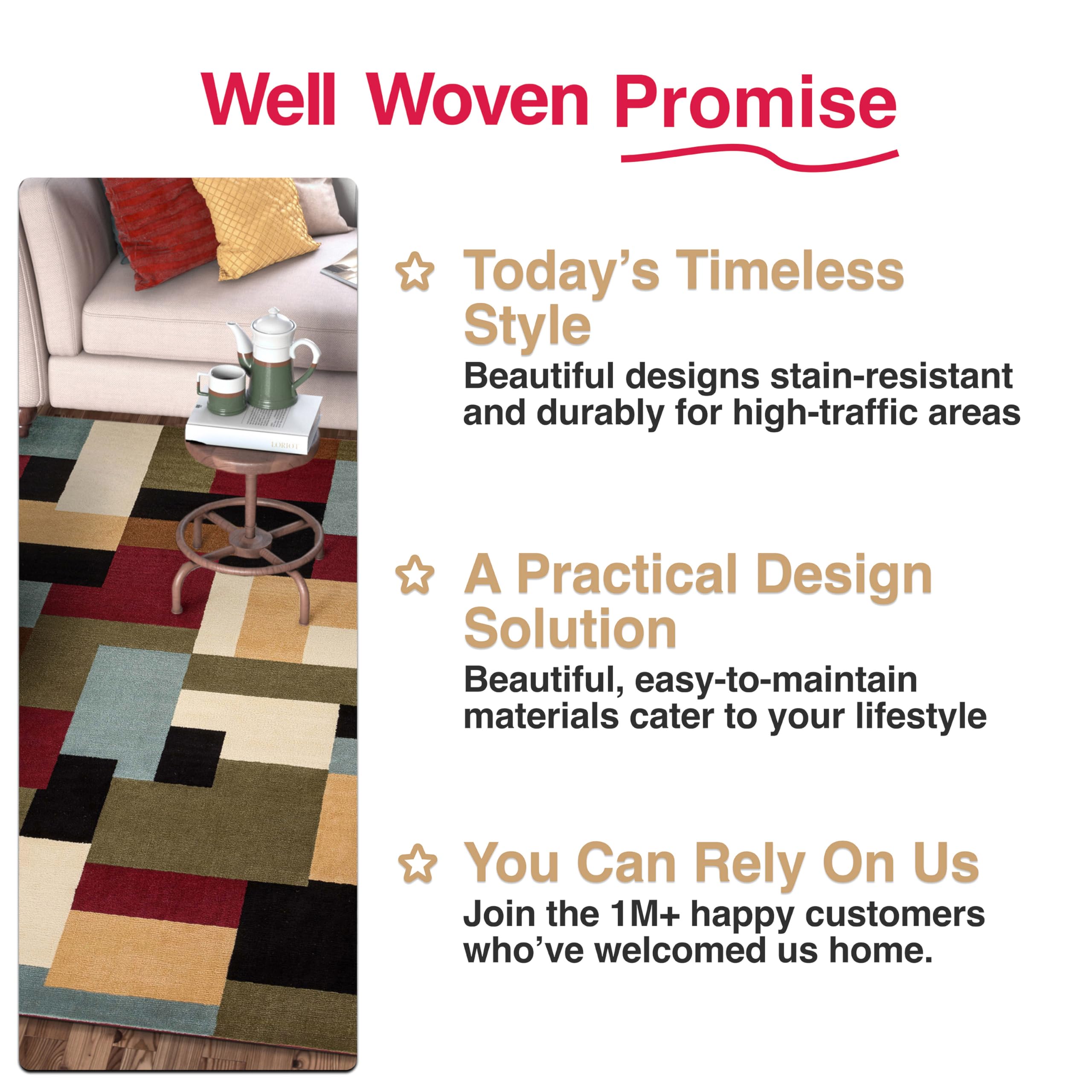 Well Woven Barclay Collection River Red 8 ft Round Area Rug - Soft Non-Slip Round Carpet for Living Room, Bedroom, Dining Room Decor | Perfect for Home, Office & Apartment Flooring