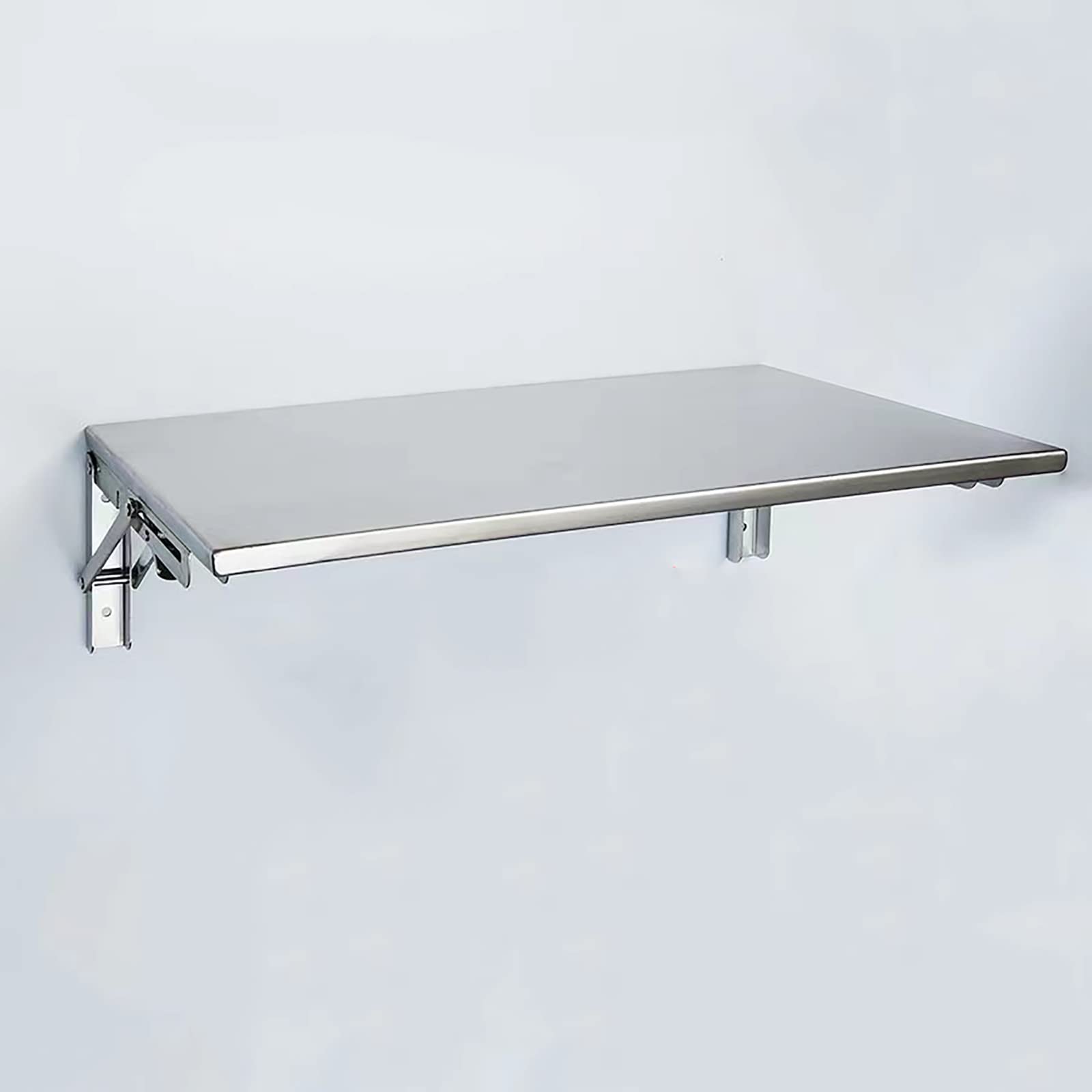 LKH Wall-Mounted Folding Desk - 304 Stainless Steel Floating Table, Space-Saving Kitchen Shelf & Home Office Workstation (100×30cm) - Perfect for Small Apartments, Dorms & RV Living