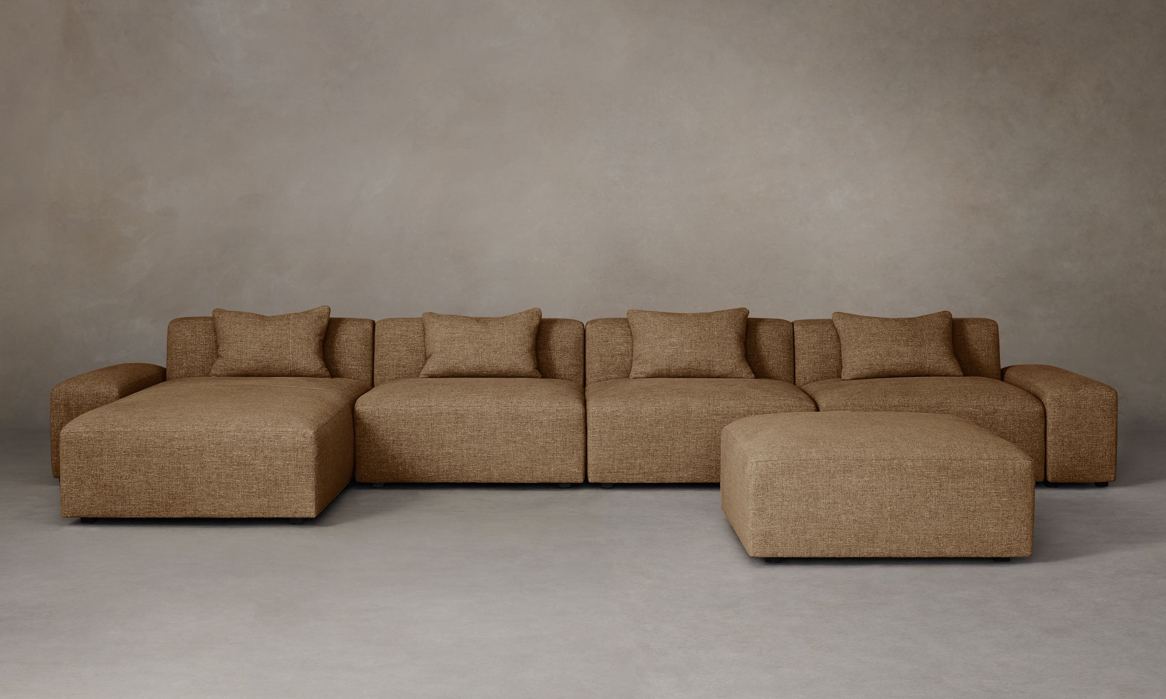 Breuer Modular Sectional Sofa with Heritage Belgian Linen Chaise - Modern Living Room Furniture for Home & Office Comfort