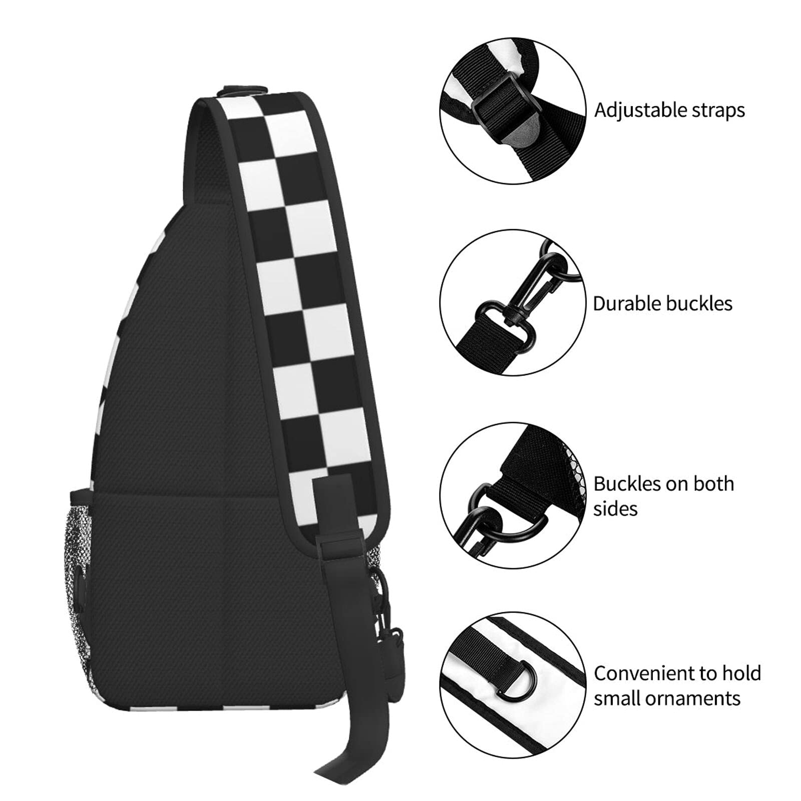 AMRANDOM Men's Lightweight Crossbody Sling Bag - Stylish Checkerboard Plaid Anti-Theft Shoulder Chest Pack for Travel, Gym & Daily Use | Perfect for Hiking, Commuting & Outdoor Activities