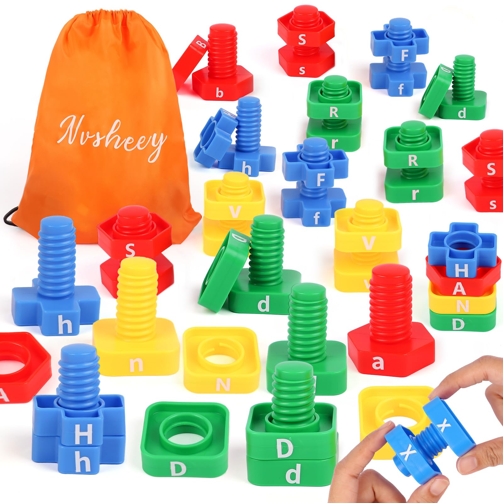 ABC Letters Matching Games - 52pcs Alphabet Learning Toy for Toddlers, Montessori Nuts & Bolts Fine Motor Skills Toys, Preschool Kindergarten Sorting Stacking Educational Activities | Perfect for Classroom, Homeschool & Early Childhood Development
