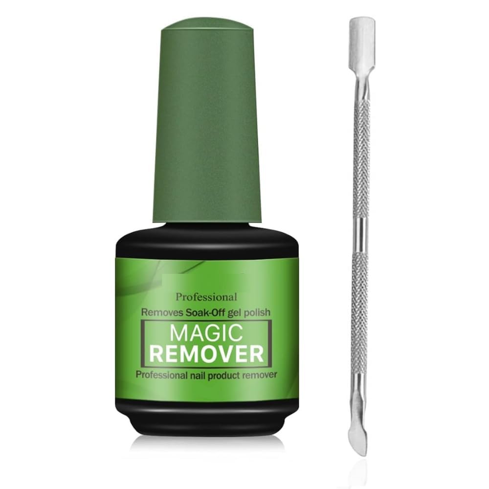 Professional Gel Nail Polish Remover Kit - Fast Acting Soak Off Solution for Natural & Artificial Nails (2-5 Minutes) with Cuticle Pusher & Scraper - Perfect for Salon & Home Manicures