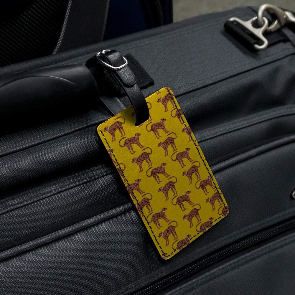 Stylish Cheetah Print Rectangle Leather Luggage Tag - Durable Suitcase ID Card Holder for Carry-On Bags | Perfect for Travel, Business Trips & Vacation Identification
