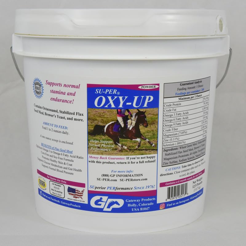 Oxy-Up Performance Horse Supplement for Stamina & Endurance - Wheat Germ Extract, B-Complex Vitamins & Magnesium - 12.5 lb (6 Month Supply) - Ideal for Racing, Training & Show Horses