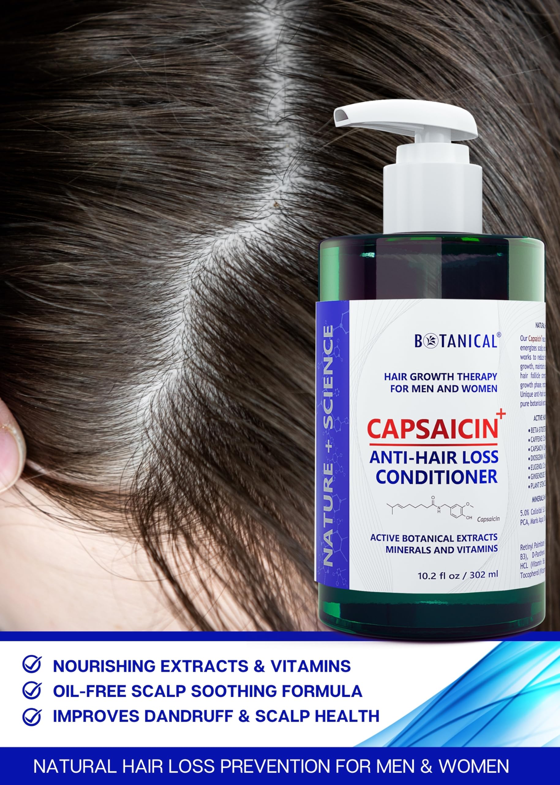 Botanical Hair Growth Therapy for Men & Women - Capsaicin Anti-Hair Loss Pre-Shampoo Scalp Treatment | Thinning Hair Prevention Shampoo & Conditioner | Promotes Natural Hair Growth for Thicker, Fuller Hair | Perfect for Daily Hair Care Routine & Scalp Health Maintenance