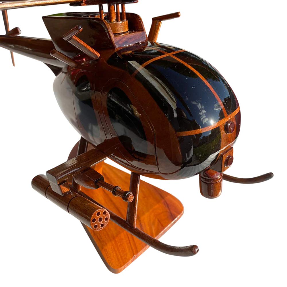 Premium AH6 Mahogany Wood Desktop Helicopter Model - Handcrafted Collectible & Office Decor for Aviation Enthusiasts | Perfect Gift for Pilots, Military Fans & Home/Office Display