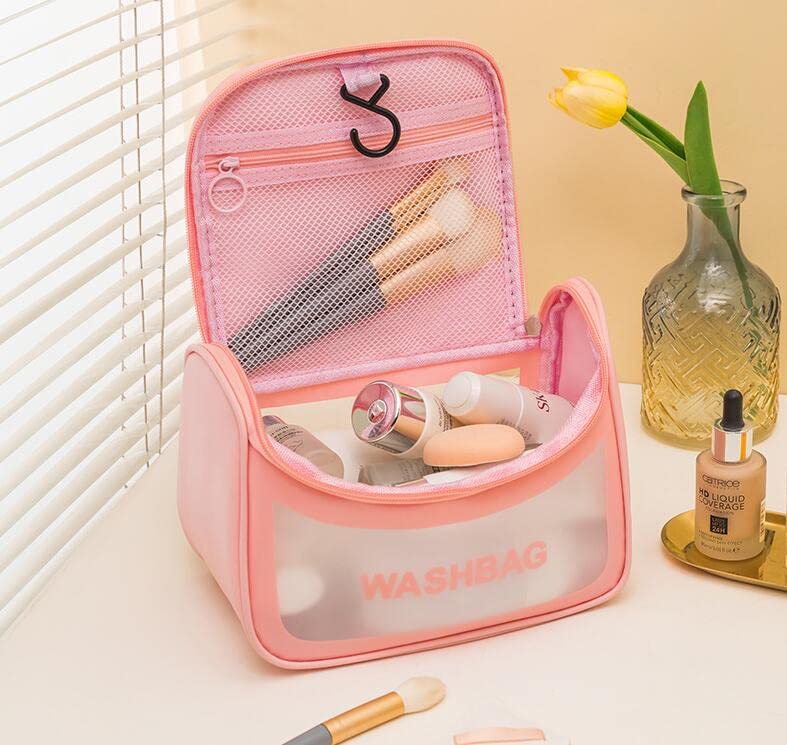 Trexee Portable Travel Cosmetic Bag - Waterproof Toiletry Organizer for Women, Pink Makeup Pouch Set with Multiple Compartments | Perfect for Vacation, Gym, Business Trips & Daily Essentials Storage
