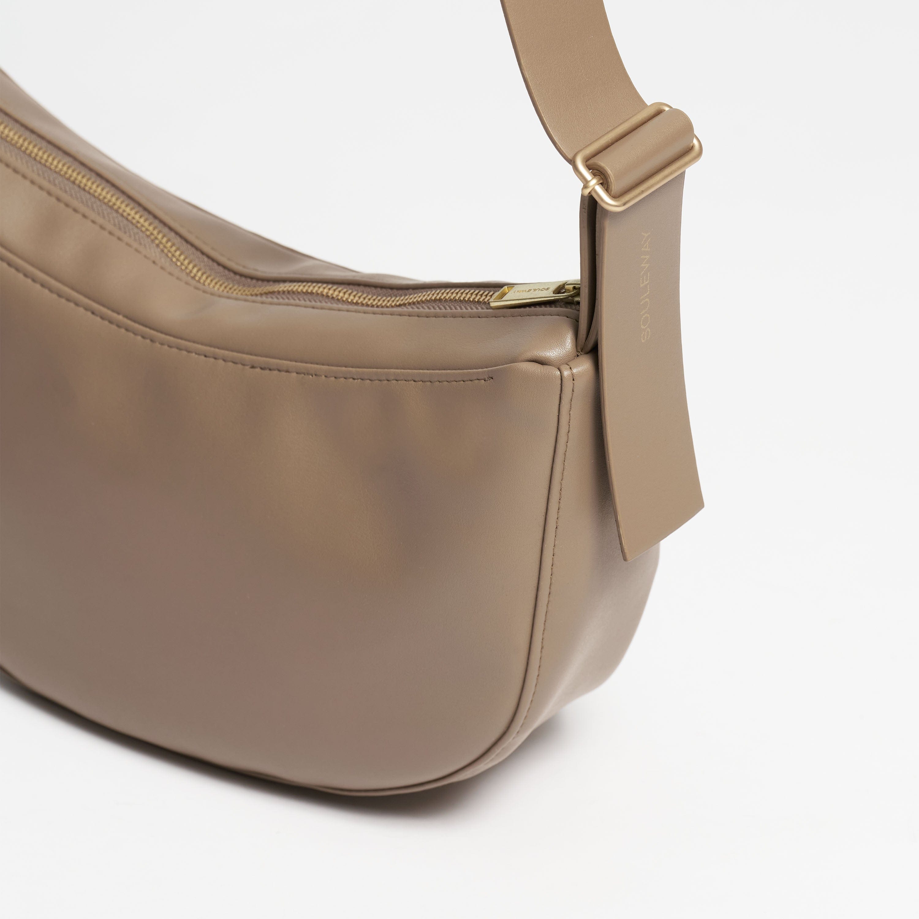 Oleatex Vegan Olive Leather Half Moon Crossbody Bag | Mocha Brown | Eco-Friendly Handbag for Women | Perfect for Work, Travel & Everyday Use