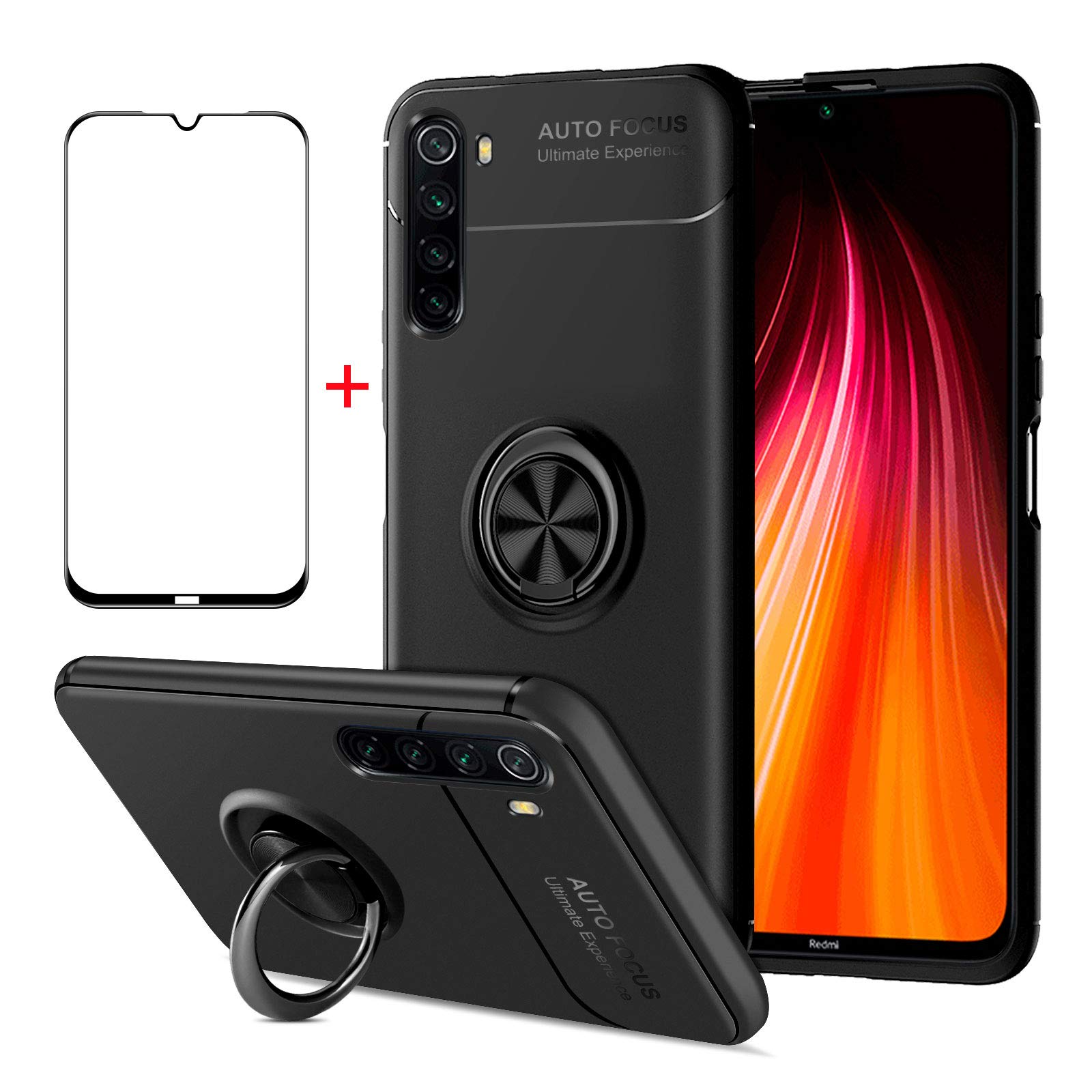 Premium Shockproof Case with Tempered Glass Screen Protector for Xiaomi Redmi Note 8T | Carbon Fiber & Silicone Hybrid Design | 6.3