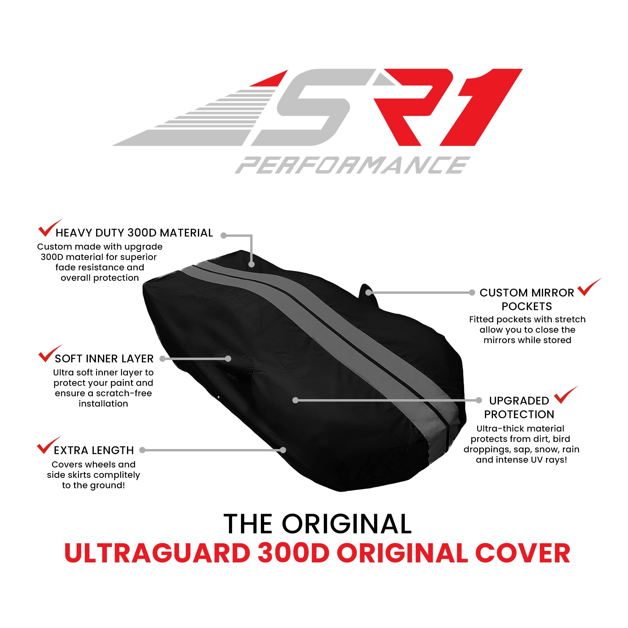 **Dodge Charger Car Cover 2005-2023 - Custom Fit for SRT Hellcat, GT, R/T, SXT, Scat Pack - Waterproof, UV Protection, 300 Denier Ultraguard Plus - Indoor & Outdoor Use (Gray/Black) - Perfect for Garage, Parking & Travel Protection**