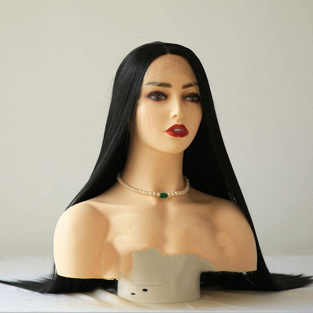 Greenmirr Black Lace Front Wigs 13x3 Long Straight Heat Resistant Synthetic Hair 24 Inches for Women - Perfect for Cosplay, Daily Wear & Special Occasions