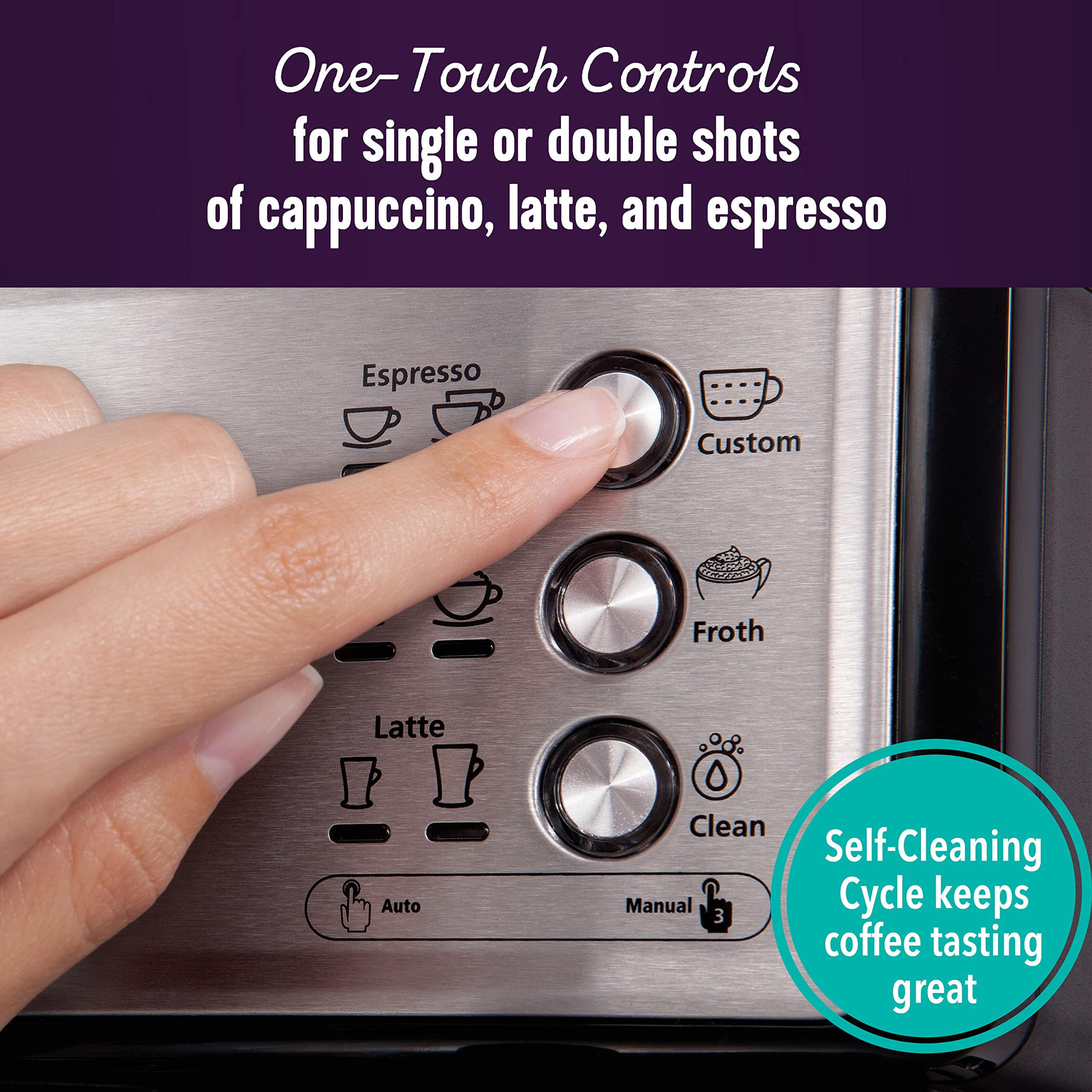 Mr. Coffee Espresso and Cappuccino Machine - 15-Bar Pump Stainless Steel Programmable Coffee Maker with Automatic Milk Frother for Home Baristas | Perfect for Morning Brews, Entertaining Guests & Coffee Shops