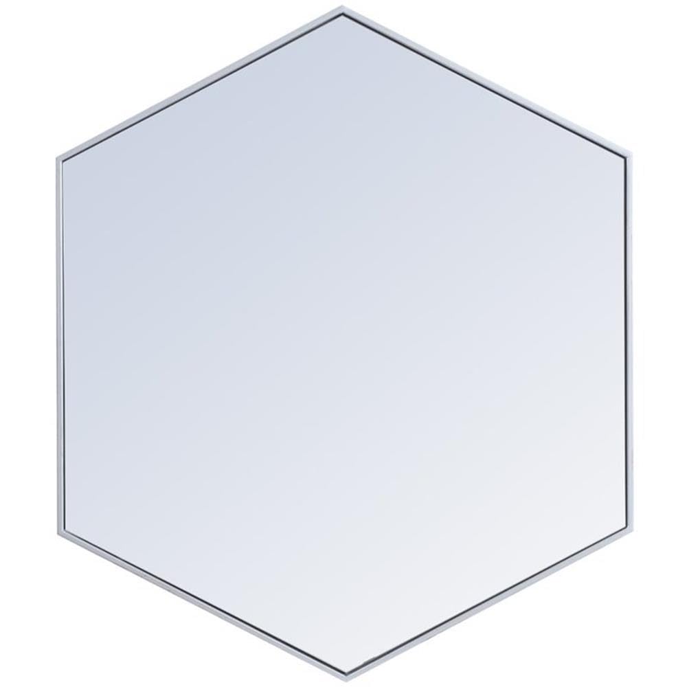 35x41 Inch Silver Hexagonal Metal Wall Mirror - Elegant Home Decor for Living Room, Bedroom & Entryway