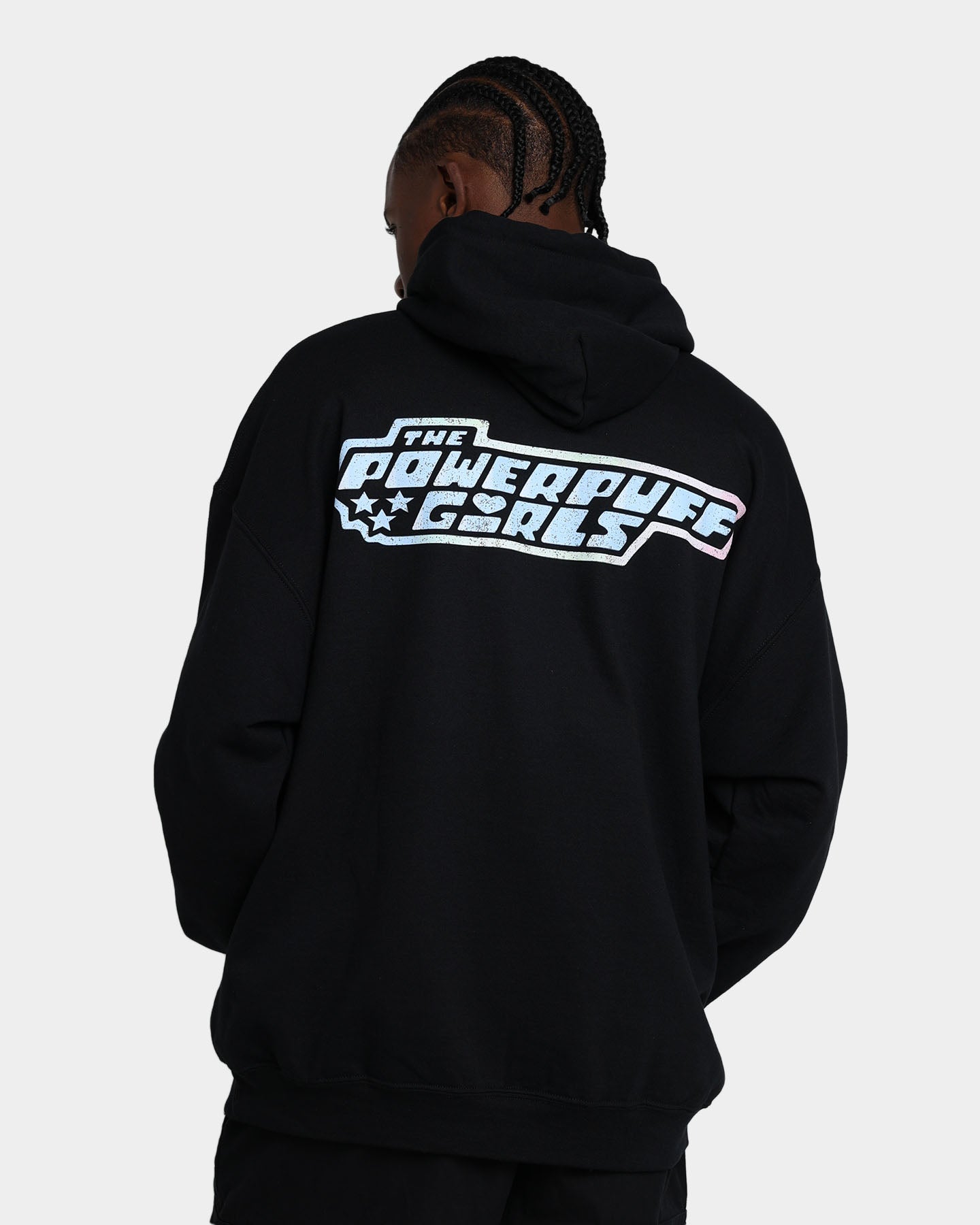American Thrift X Powerpuff Girls Grid Logo Hoodie - Black | Cartoon Streetwear for Women & Teens | Perfect for Casual Wear, Cosplay & Anime Conventions