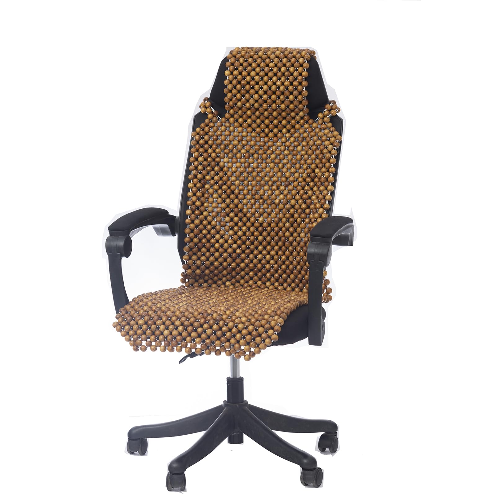 Natural Olive Wood Beaded Car Seat Cover - 18mm Large Beads, Universal Fit for Cars & Trucks, Durable & Breathable for Year-Round Comfort | Perfect for Commuting, Road Trips & Hot Weather Driving (Olive Green)