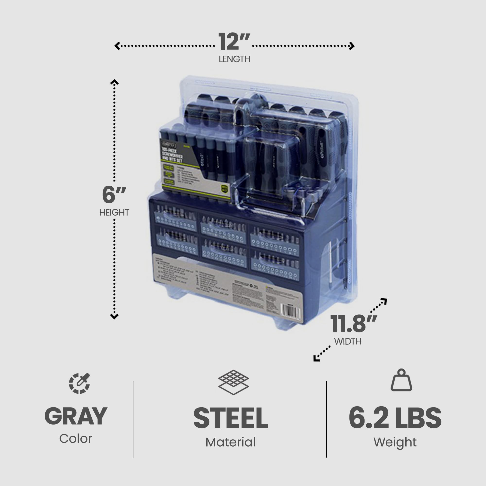 2 Pack Screwdriver Set with 100-Piece Chrome Vanadium Steel Bits - Durable Home Repair & DIY Tool Kit for Furniture Assembly, Electronics, and Automotive Maintenance