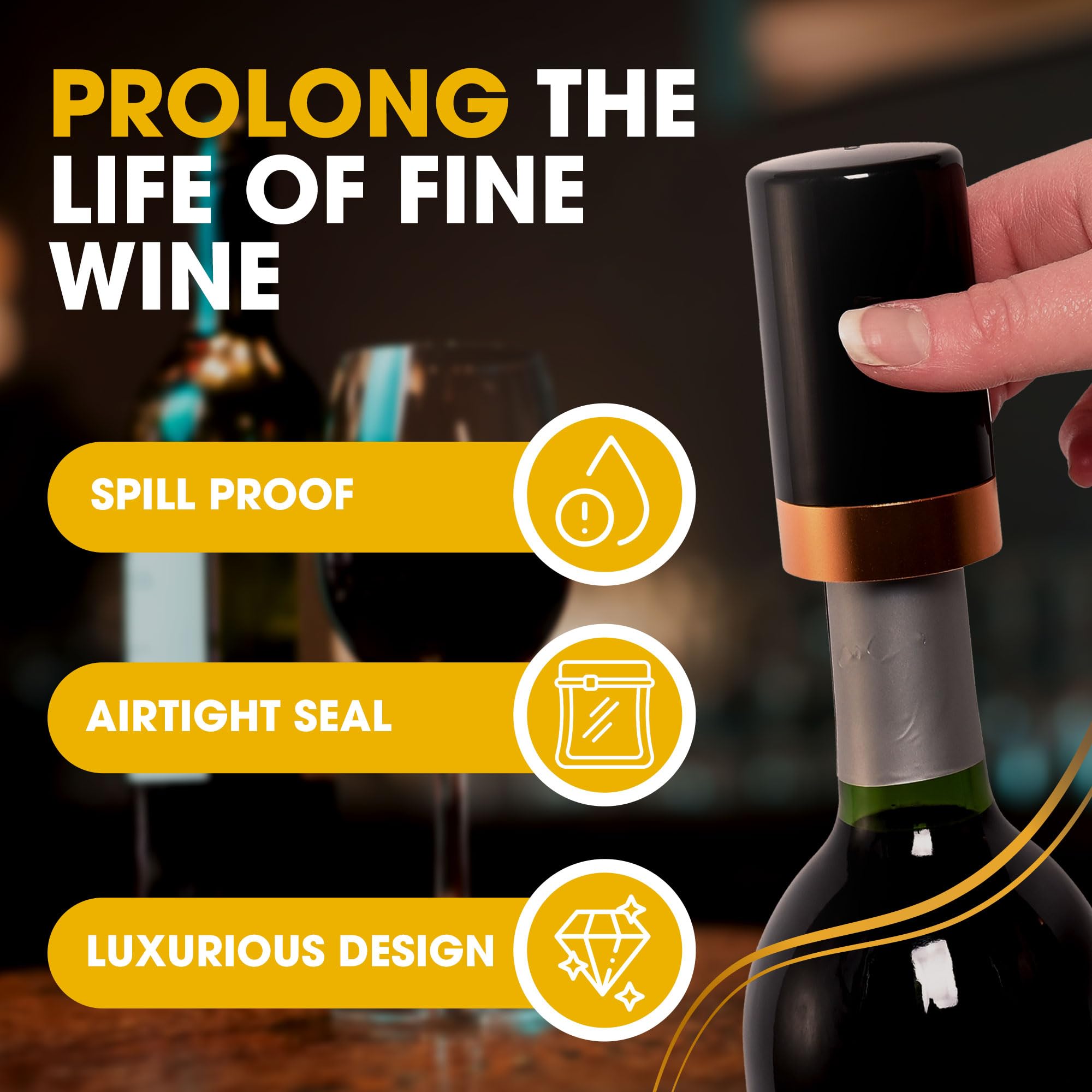 Electric Wine Vacuum Pump & Stopper Set - Automatic Wine Saver with LED Display for Red/White Wine Preservation | Perfect for Home Bars, Dinner Parties & Wine Storage