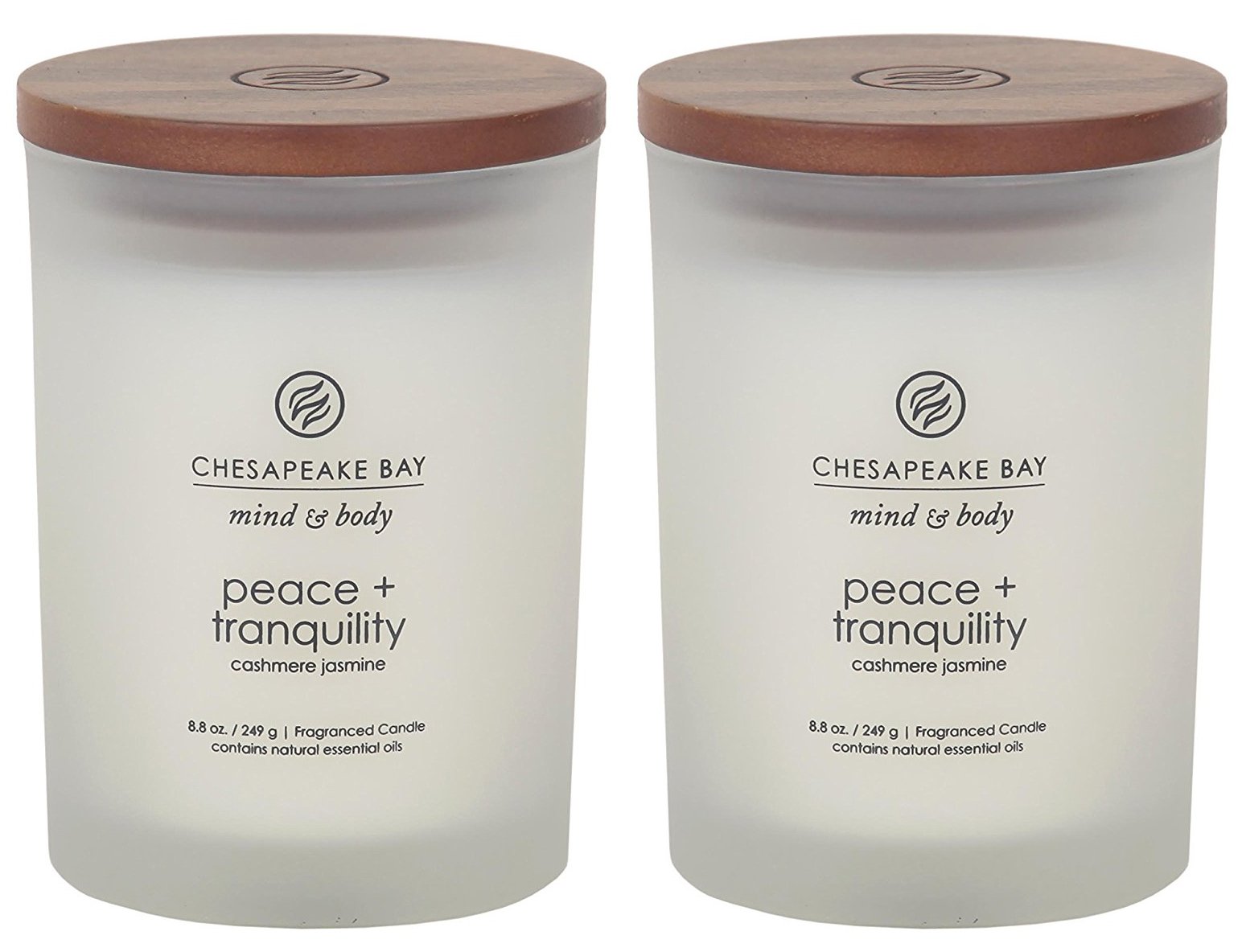 Chesapeake Bay Candle Peace & Tranquility - Cashmere Jasmine Scented Candles, 2-Pack Medium Soy Wax Candles for Home Decor, Relaxation, Gifts | Aromatherapy for Bedroom, Bathroom & Yoga Space