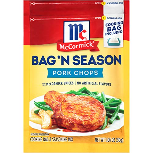 McCormick Bag 'n Season Pork Chops Cooking Bag & Seasoning Mix - 1.06 oz | Easy Oven-Baked Pork Chop Seasoning | Perfect for Weeknight Dinners & Family Meals