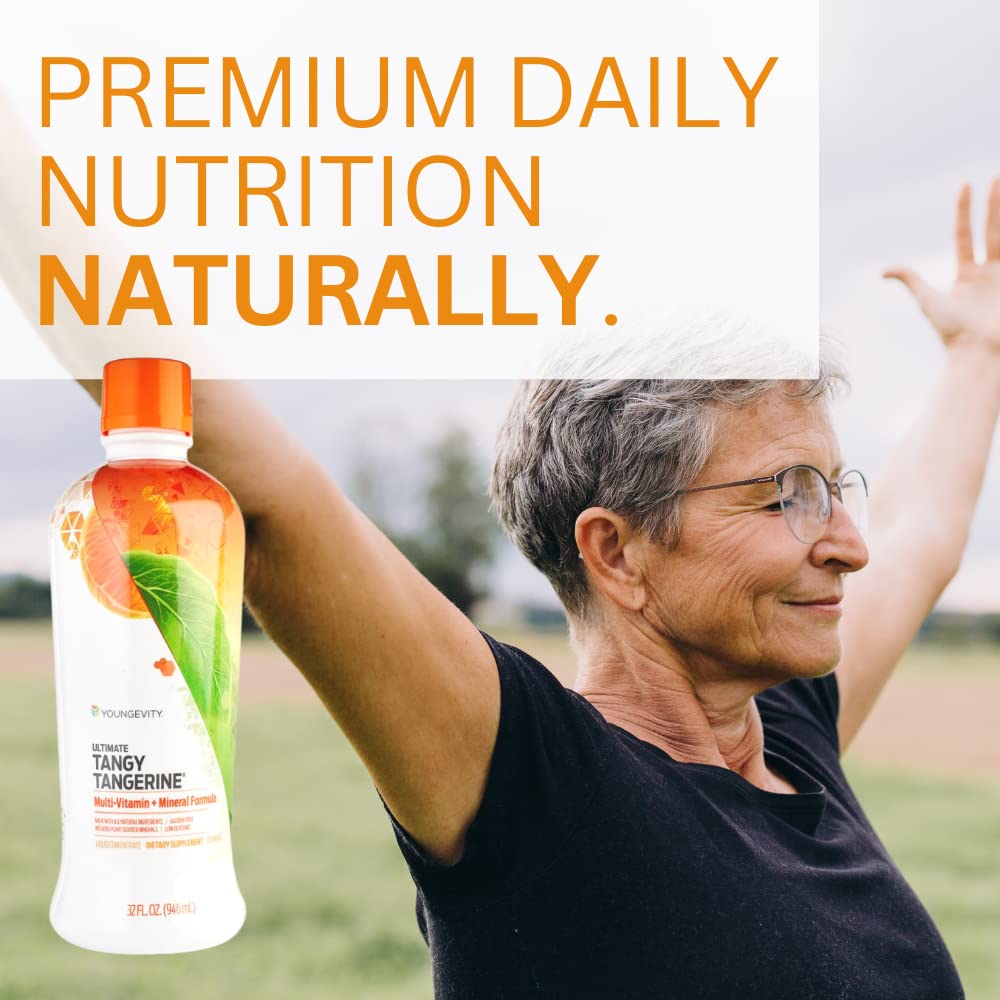 Youngevity Majestic Earth Ultimate Tangy Tangerine Liquid Multivitamin - 32 FL Oz Gluten-Free Nutritional Drink for Men & Women, Kids Daily Immune Support - Boost Energy & Health with Complete Vitamins | Perfect for Busy Professionals, Active Families & Immune System Maintenance