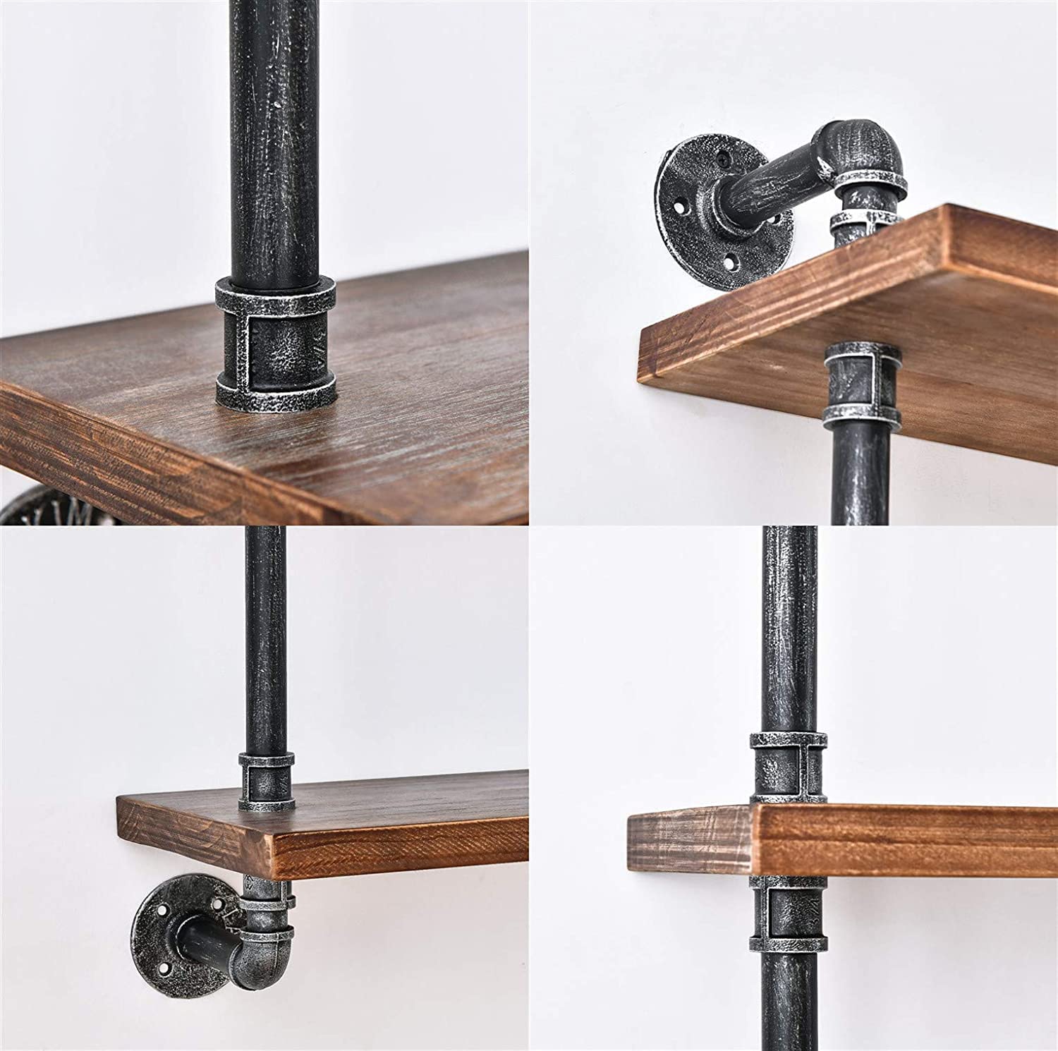 BOSURU 3-Tier Industrial Pipe Shelf - Rustic Wood Wall Mounted Bathroom Storage Shelf, 32 Inch Black - Perfect for Bathroom, Kitchen, Laundry Room & Garage Organization