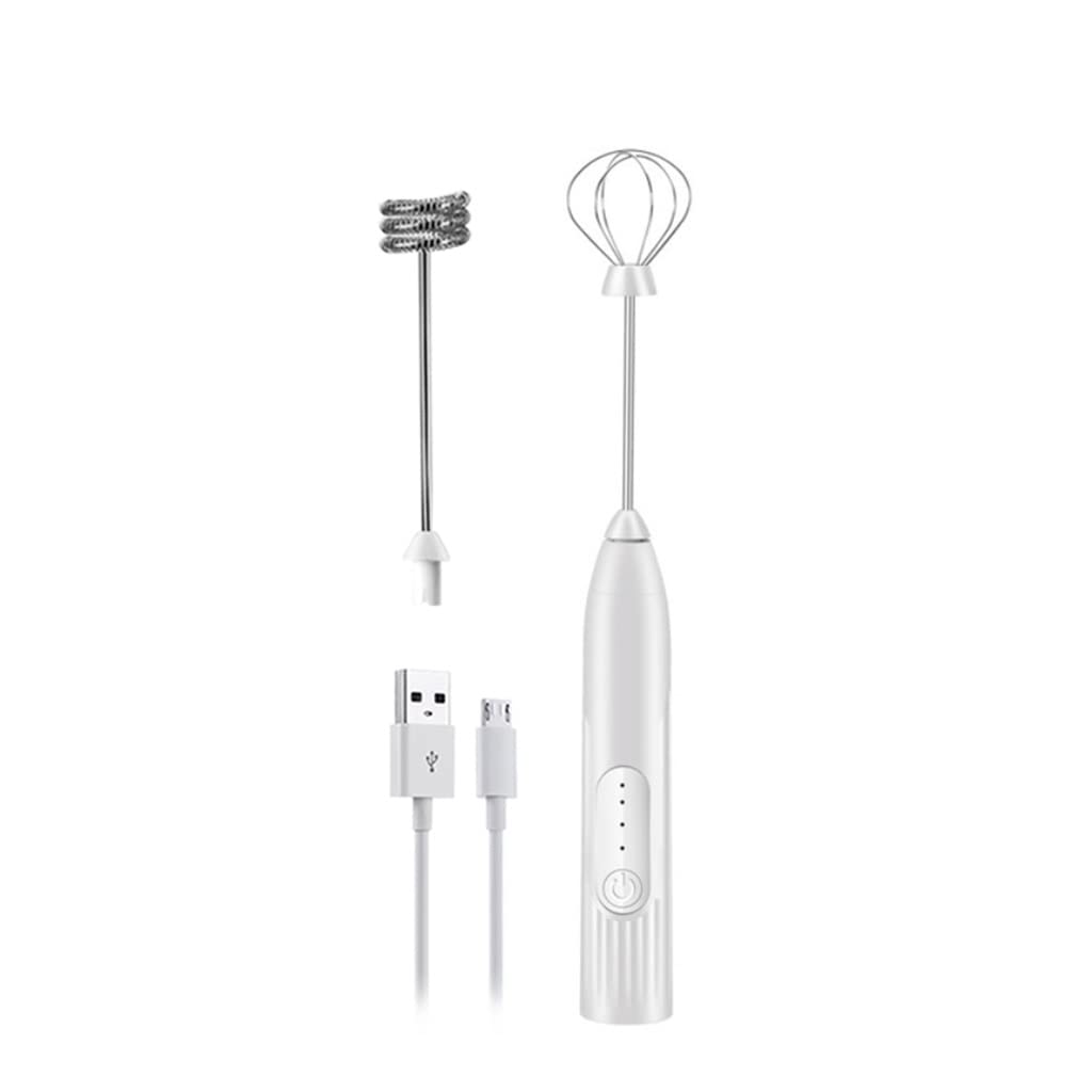WIONC Rechargeable Electric Handheld Milk Frother - 3-Speed Mini Mixer with 2 Whisks for Coffee, Latte & Hot Chocolate - Perfect for Home, Office & Cafe Use (Color: Blue)