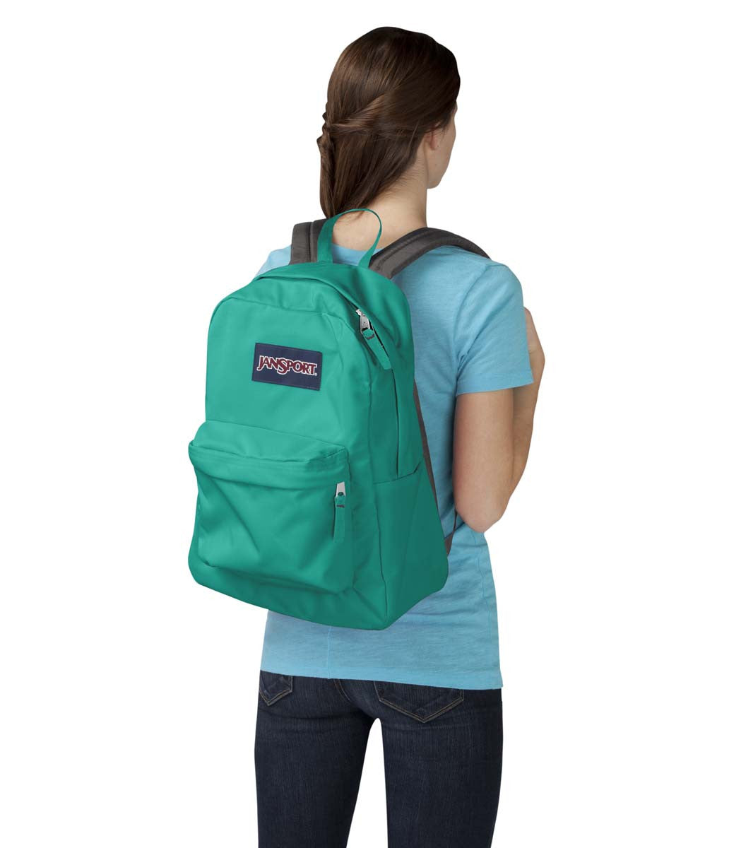 JANSPORT Superbreak Backpack - Lightweight Laptop Backpack for School & Travel, Durable Bookbag with Front Utility Pocket, Spanish Teal - Perfect for College Students, Work Commute & Outdoor Adventures