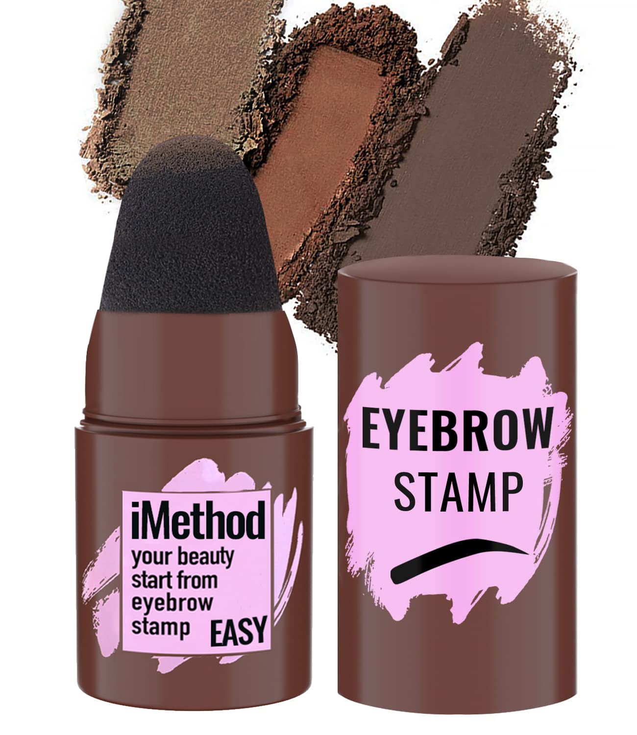 iMethod Eyebrow Stamp Kit with Stencil & Refill Powder - Easy DIY Eyebrow Makeup for Perfect Brows - Natural Brown Shade for Everyday Wear & Special Occasions