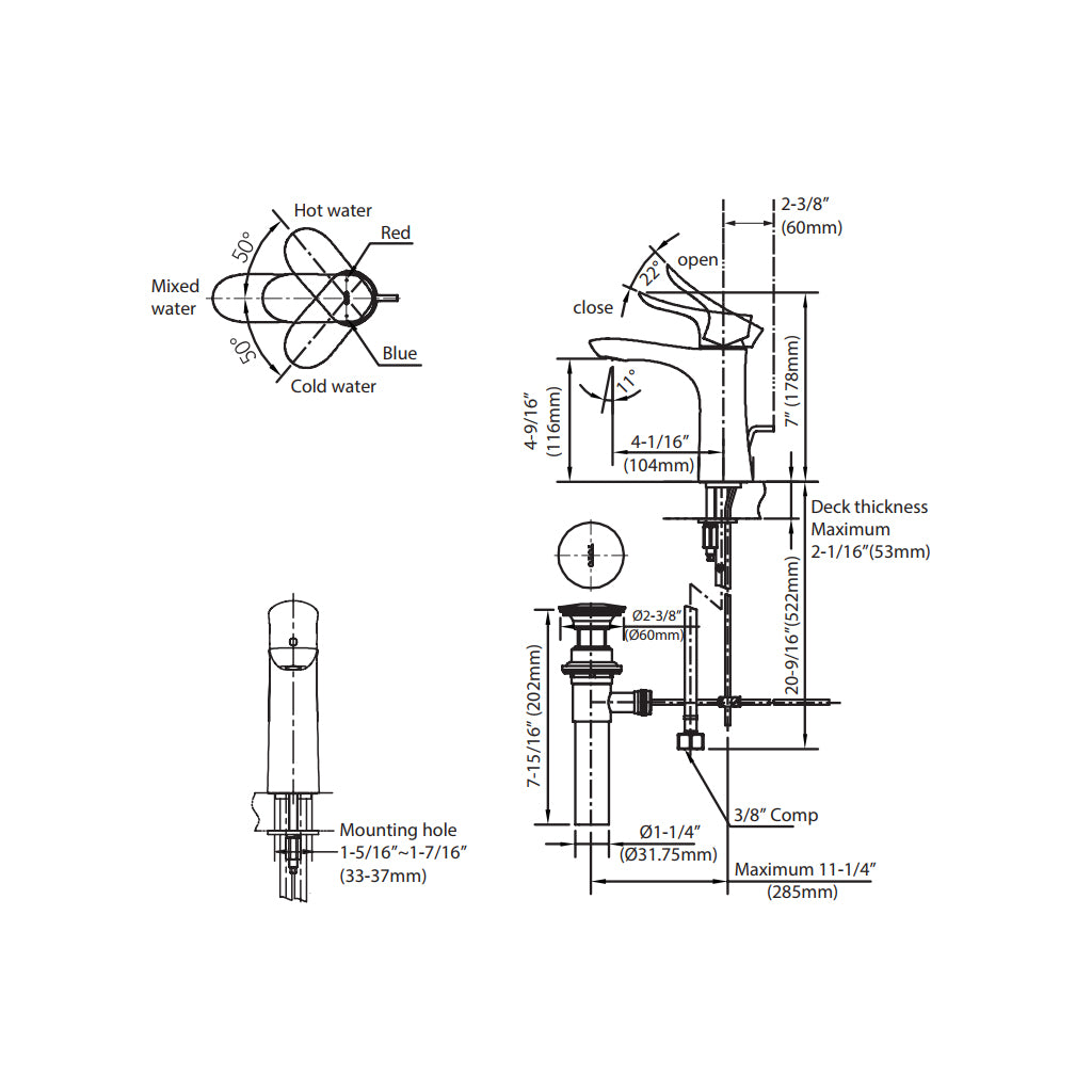 Premium Single Hole Bathroom Faucet - 7
